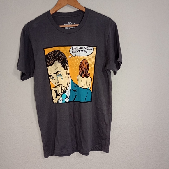 Goodie two sleeves she had Tacos without me novelty cartoon print tee - Picture 2 of 9